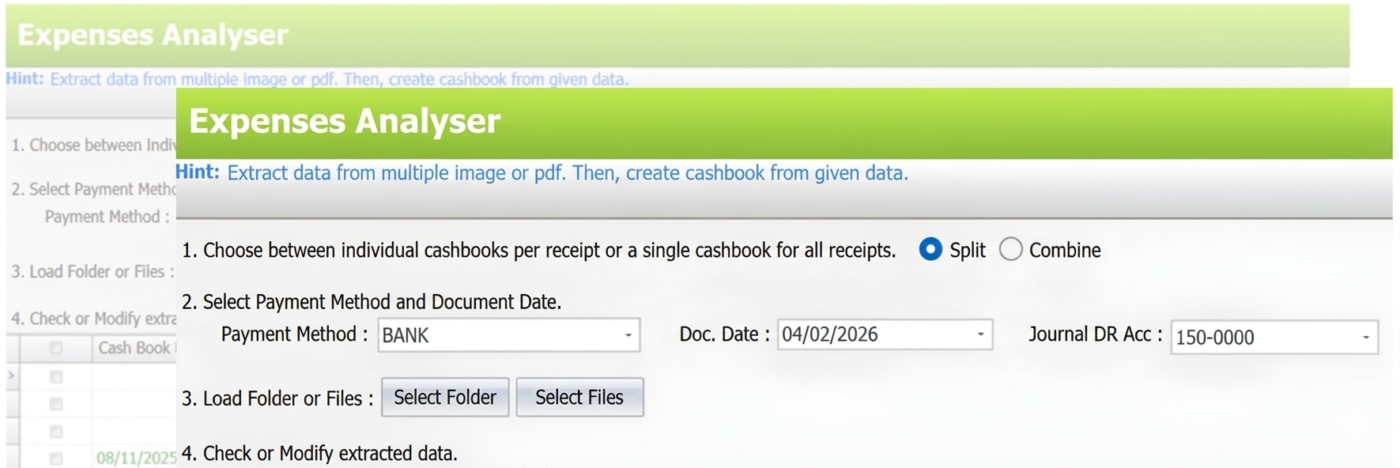 AI Auto Scan Analyser dashboard for high-accuracy receipt scanning.